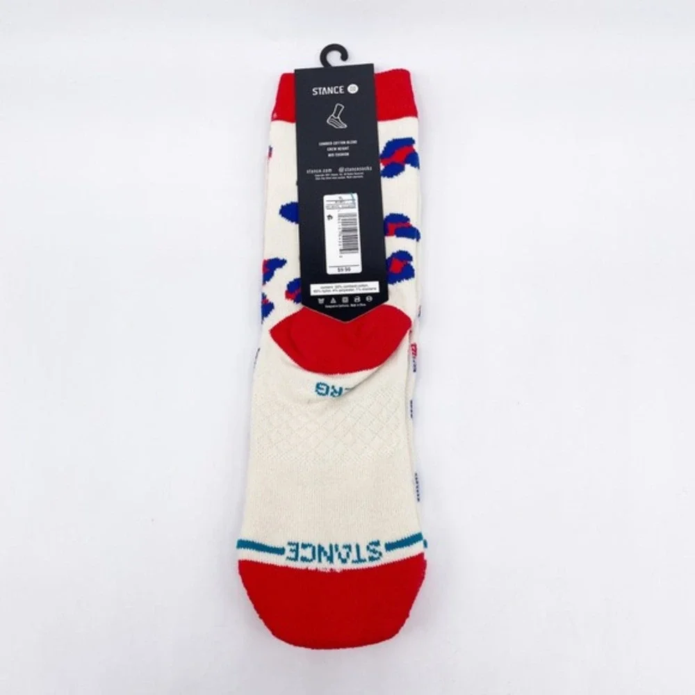 Stance Youth‎ Kids Leopard Crew Socks Off White Red Size L 3-5.5